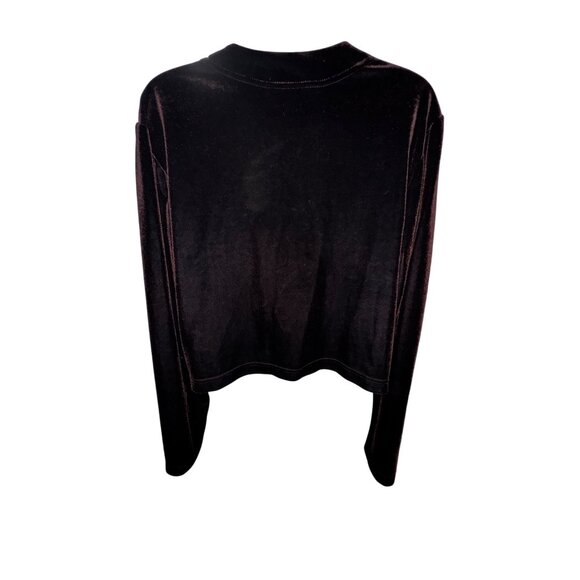 Brown Velvet Long Sleeve Cardigan Jacket Large Classic Goth Luxe Y2K Minimalist - Picture 2 of 7